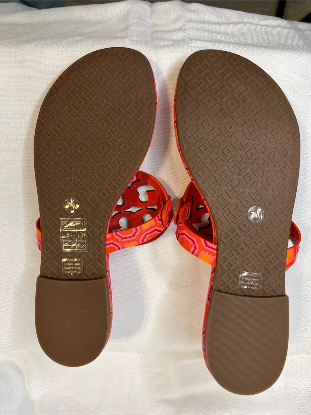 NWOT Tory Burch Patent Leather Miller Sandal. Pink & Orange. Women’s size 7.5 - Picture 7 of 7